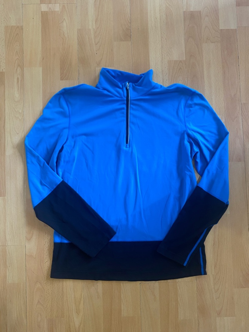 Lululemon Bright Blue Half-Zip Athletic Pullover with Black Panels